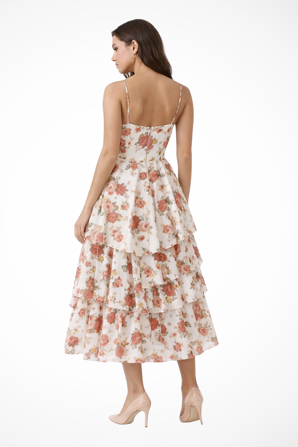 Floral Midi Dress for Women | Corset Style | Wedding Guest Attire