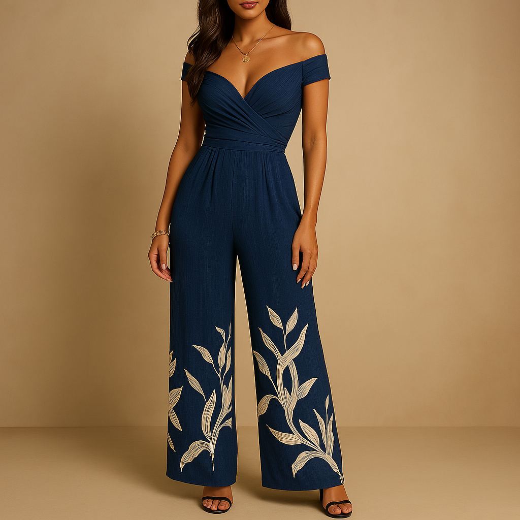 Floral Off-Shoulder Jumpsuit | Lightweight Fabric | Casual Summer Wear | Multiple Sizes Available