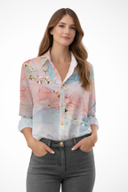 Floral Print Long Sleeve Blouse for Women - Button Down Casual Top