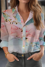 Floral Print Long Sleeve Blouse for Women - Button Down Casual Top