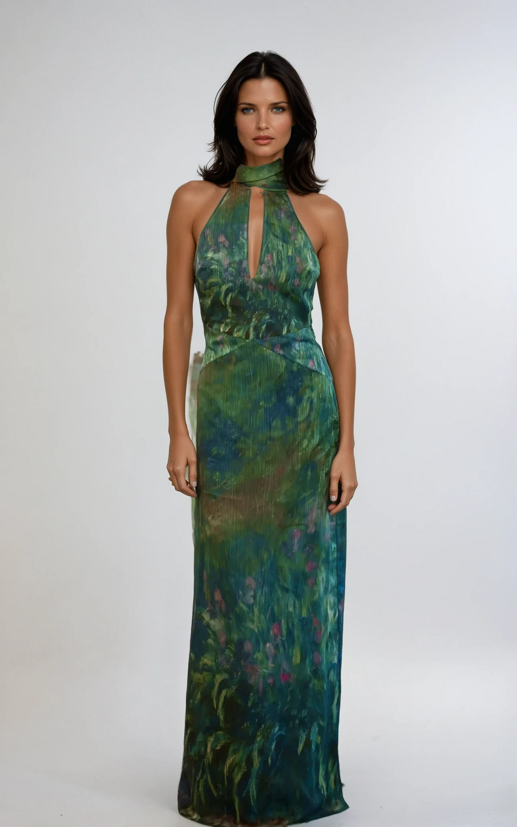 Floral Maxi Dress in Soft Fabric - Monet-Inspired for Summer Parties