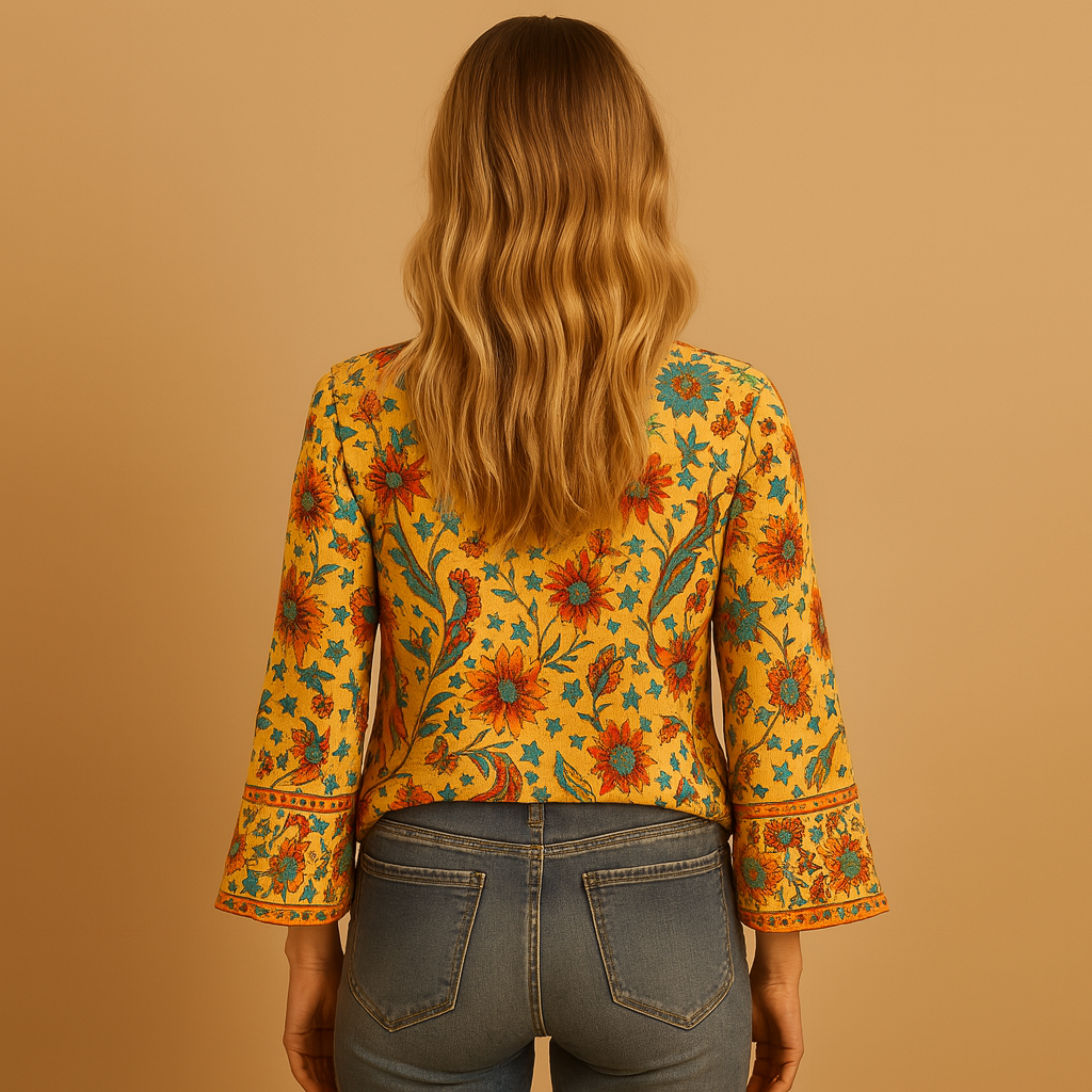 Floral Women's Blouse | Lightweight Fabric | Flared Sleeves | Casual Spring and Summer Wear