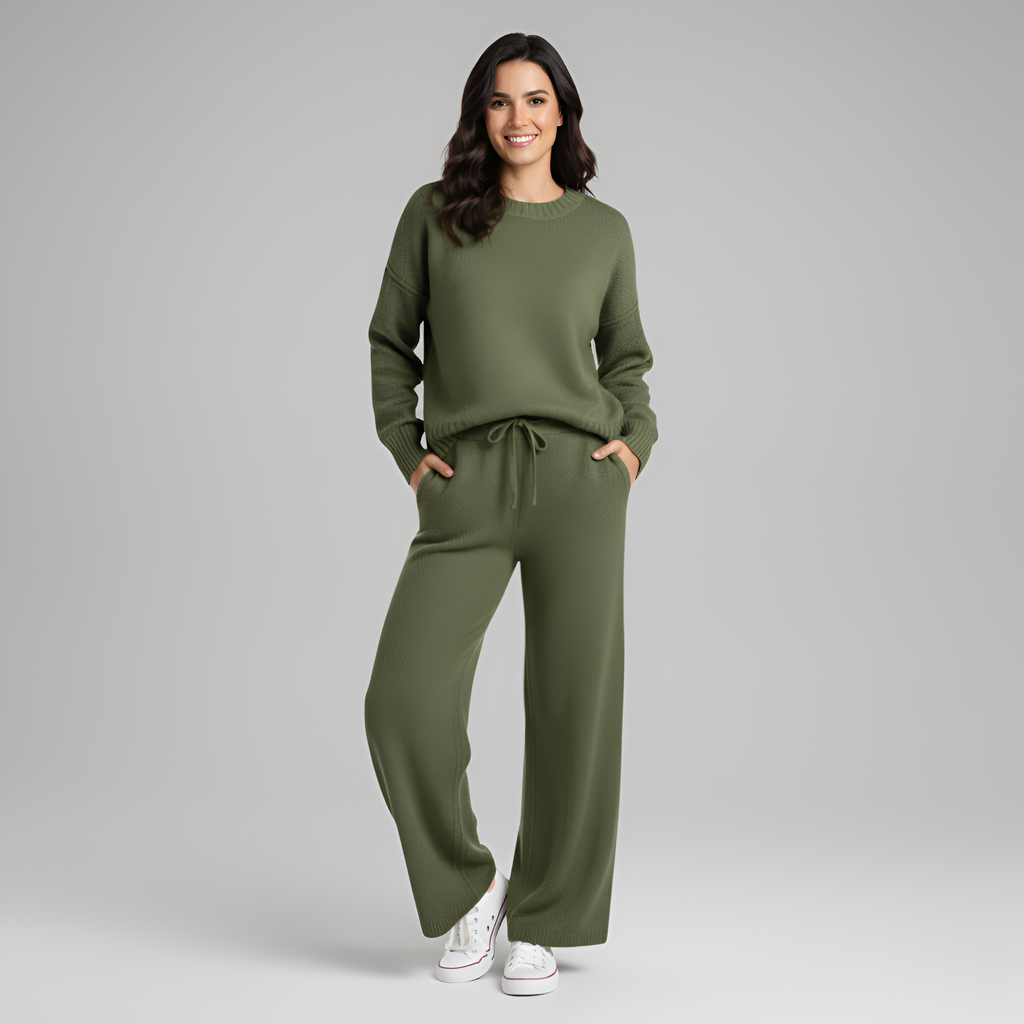 Soft Knit Women's Loungewear Set - Comfortable Casual Outfit for Home Relaxation