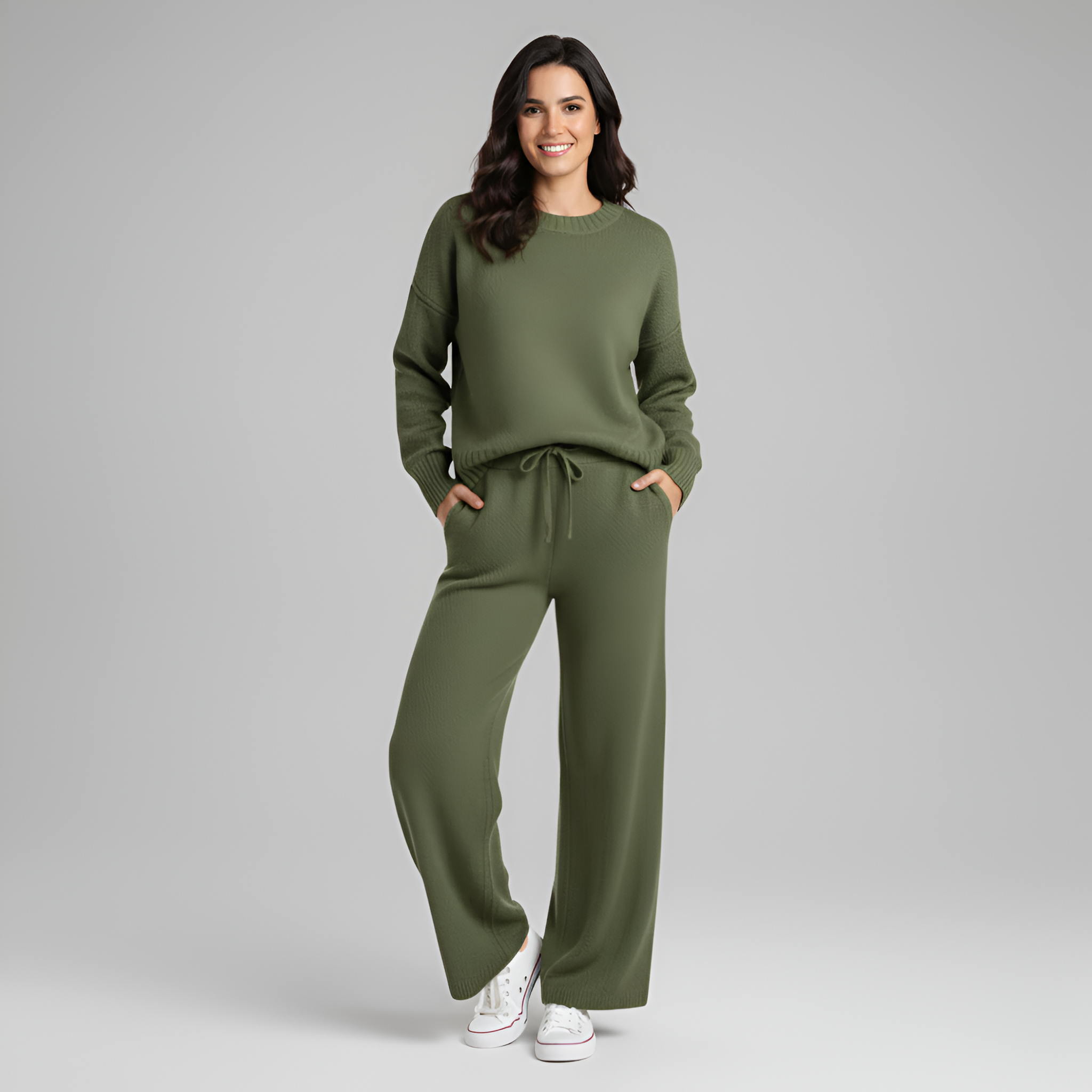 Soft Knit Women's Loungewear Set - Comfortable Casual Outfit for Home Relaxation