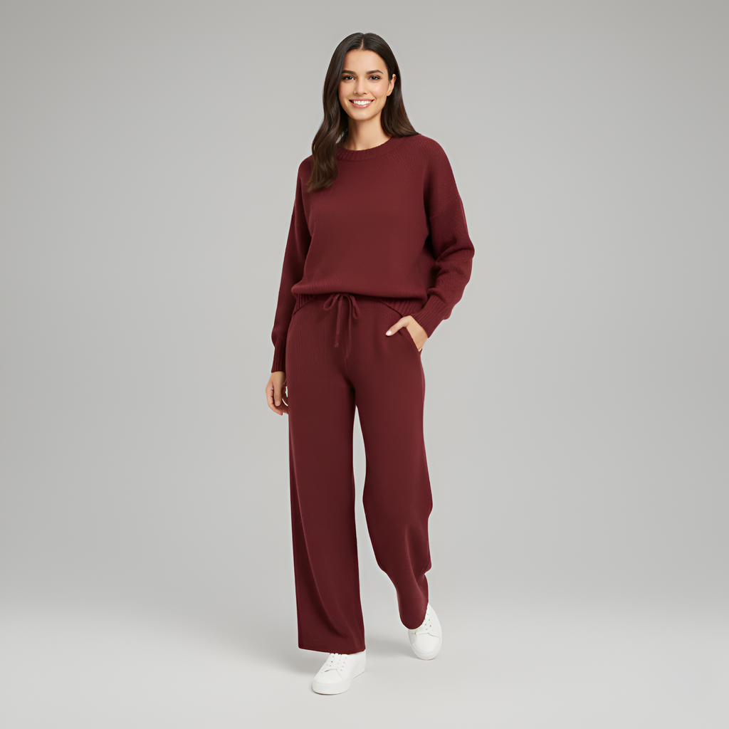 Soft Knit Women's Loungewear Set - Comfortable Casual Outfit for Home Relaxation
