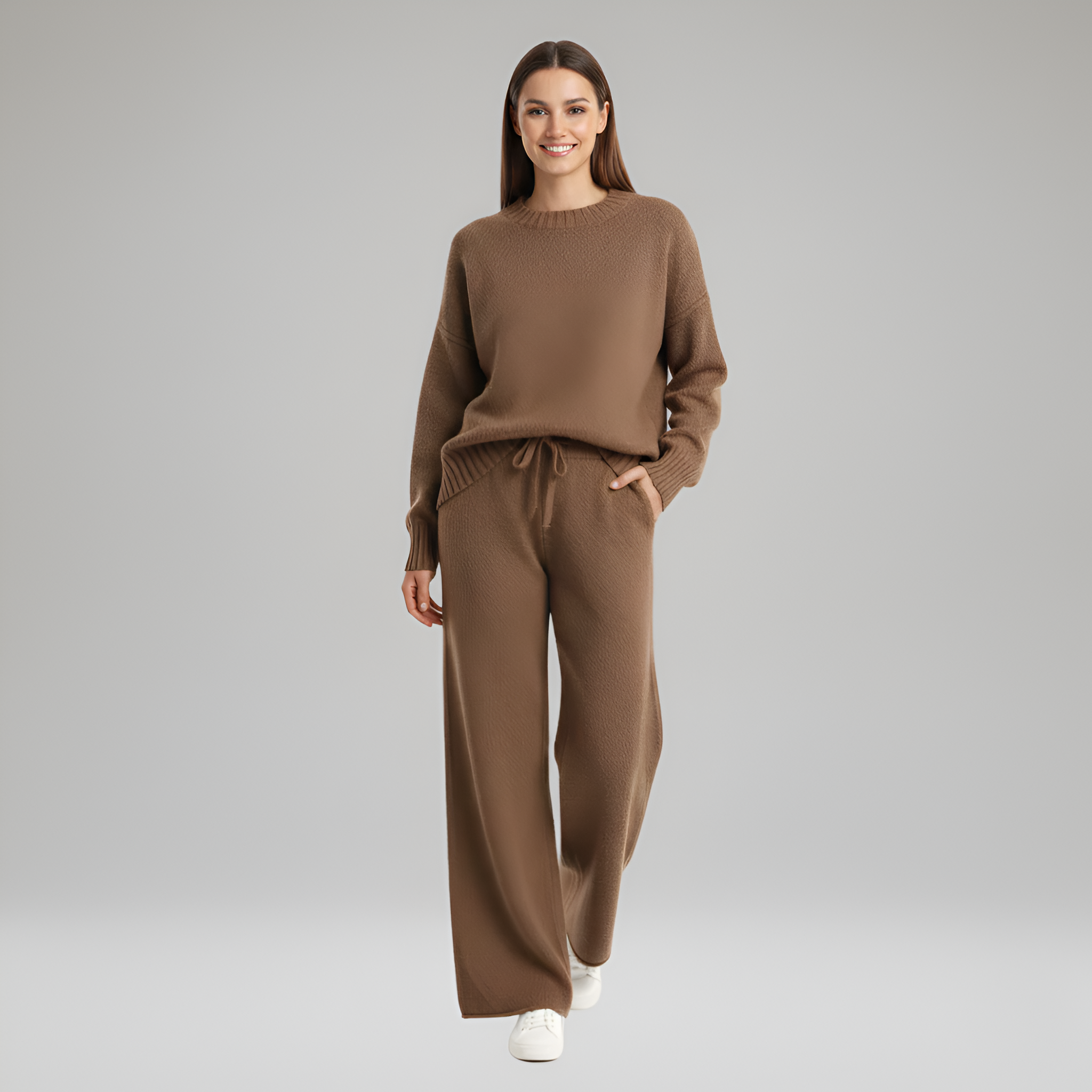 Soft Knit Women's Loungewear Set - Comfortable Casual Outfit for Home Relaxation