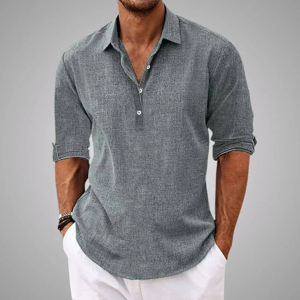 Gideon Casual Button-Up Shirt in Cotton Blend for Everyday Wear