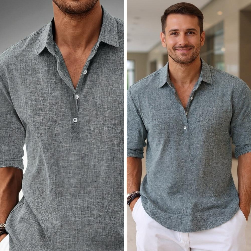 Gideon Casual Button-Up Shirt in Cotton Blend for Everyday Wear