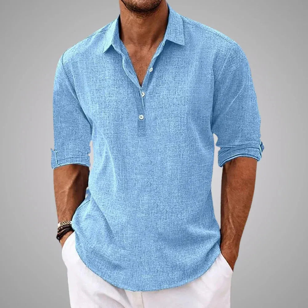 Gideon Casual Button-Up Shirt in Cotton Blend for Everyday Wear