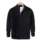 Half Zip Knit Sweater - Cozy Pullover for Casual Fall and Winter Layering - Available in Various Colors