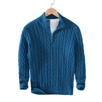 Half Zip Knit Sweater - Cozy Pullover for Casual Fall and Winter Layering - Available in Various Colors