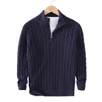 Half Zip Knit Sweater - Cozy Pullover for Casual Fall and Winter Layering - Available in Various Colors