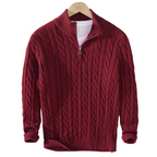 Half Zip Knit Sweater - Cozy Pullover for Casual Fall and Winter Layering - Available in Various Colors