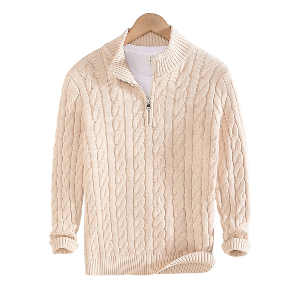 Half Zip Knit Sweater - Cozy Pullover for Casual Fall and Winter Layering - Available in Various Colors