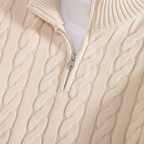 Half Zip Knit Sweater - Cozy Pullover for Casual Fall and Winter Layering - Available in Various Colors