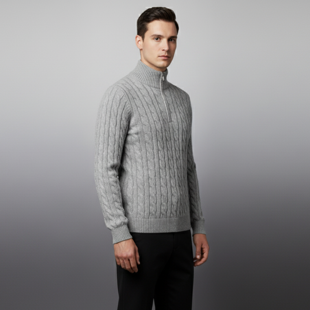 Half Zip Knit Sweater - Cozy Pullover for Casual Fall and Winter Layering - Available in Various Colors