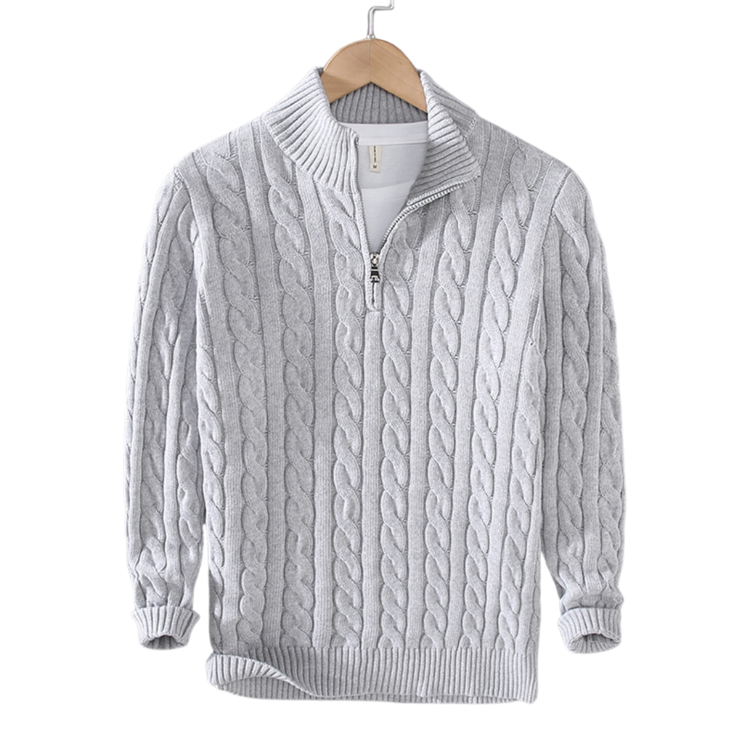 Half Zip Knit Sweater - Cozy Pullover for Casual Fall and Winter Layering - Available in Various Colors