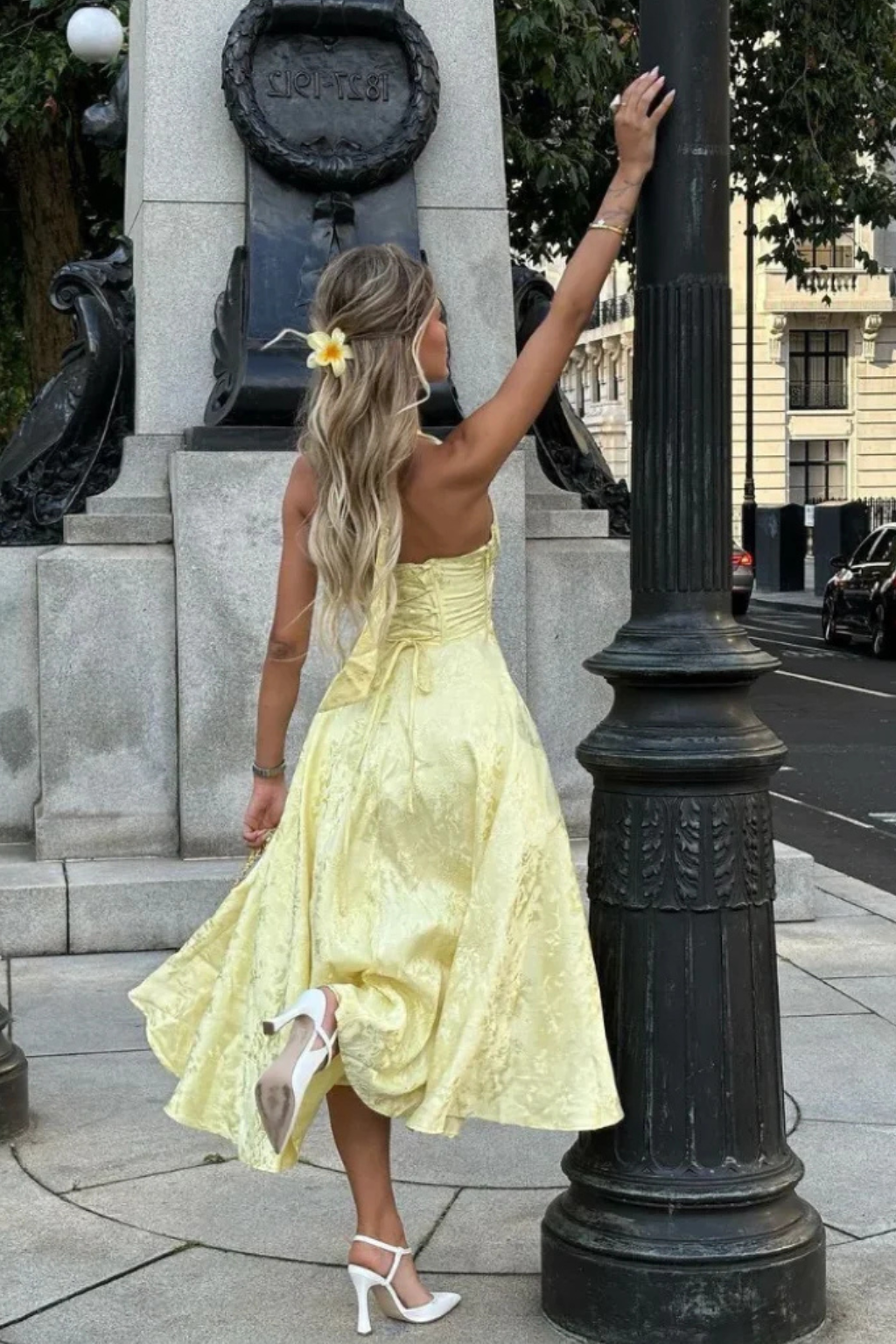 Halter Neck Backless Corset Midi Dress for Women - Summer Wedding Guest Attire