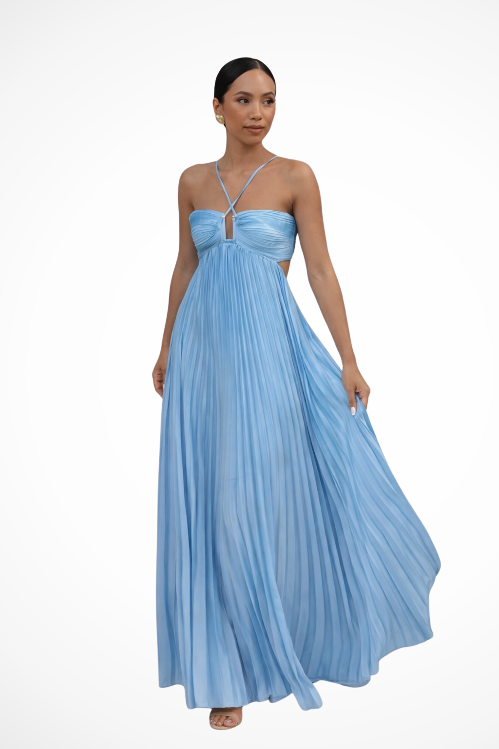 Halter Neck Backless Pleated Maxi Dress | Flowy Summer Style for Women