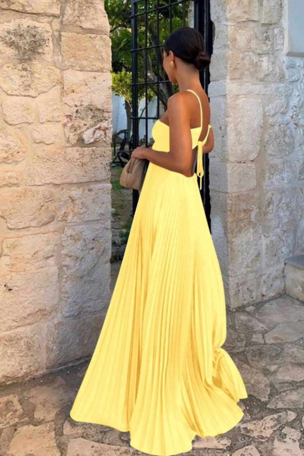Halter Neck Backless Pleated Maxi Dress | Flowy Summer Style for Women