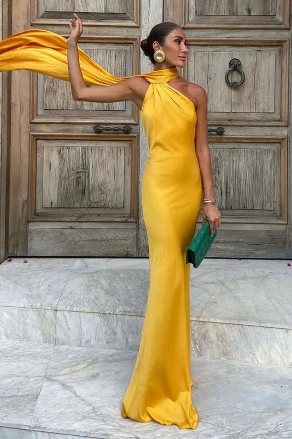 Halter Neck Sleeveless Maxi Dress for Women | Elegant Wedding Guest Attire