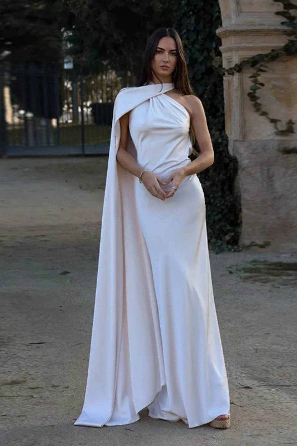 Halter Neck Sleeveless Maxi Dress for Women | Elegant Wedding Guest Attire