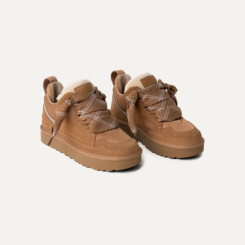 Women's Winter Sneakers Suede with Platform Sole – Casual, Outdoor