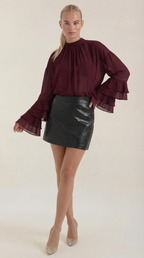 High Mock Neck Sheer Top - Lightweight Fabric - Elegant Layering Piece for Casual or Dressy Occasions