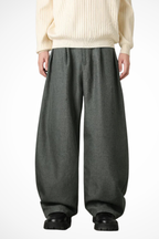 High Waist Pleated Wide Leg Trousers with Adjustable Belt for Men