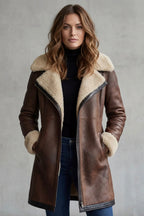 Elegante Lederjacke für Damen mit Lammfellfutter – Alltag, Freizeit