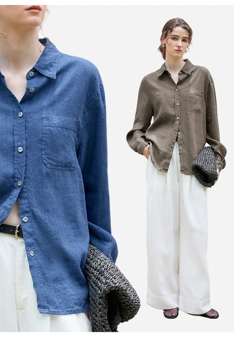 Indigo Linen Casual Shirt for Everyday Wear - Lightweight and Breathable