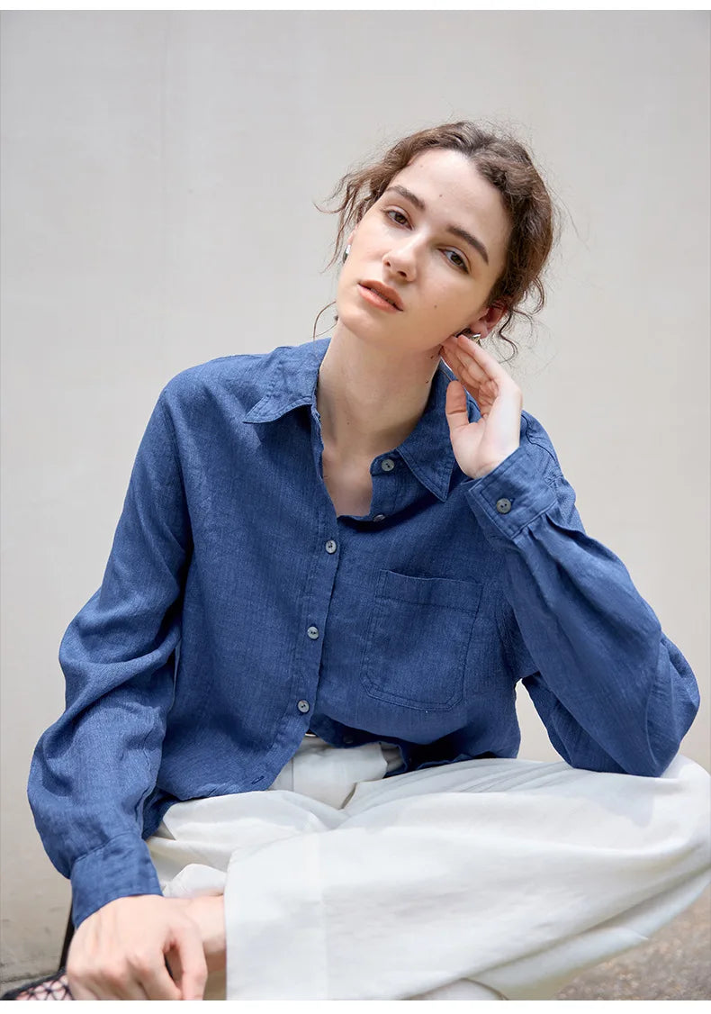 Indigo Linen Casual Shirt for Everyday Wear - Lightweight and Breathable