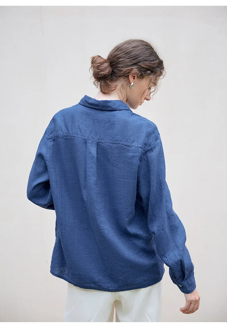 Indigo Linen Casual Shirt for Everyday Wear - Lightweight and Breathable