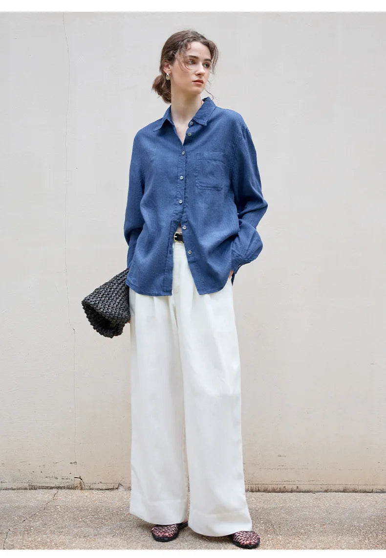 Indigo Linen Casual Shirt for Everyday Wear - Lightweight and Breathable