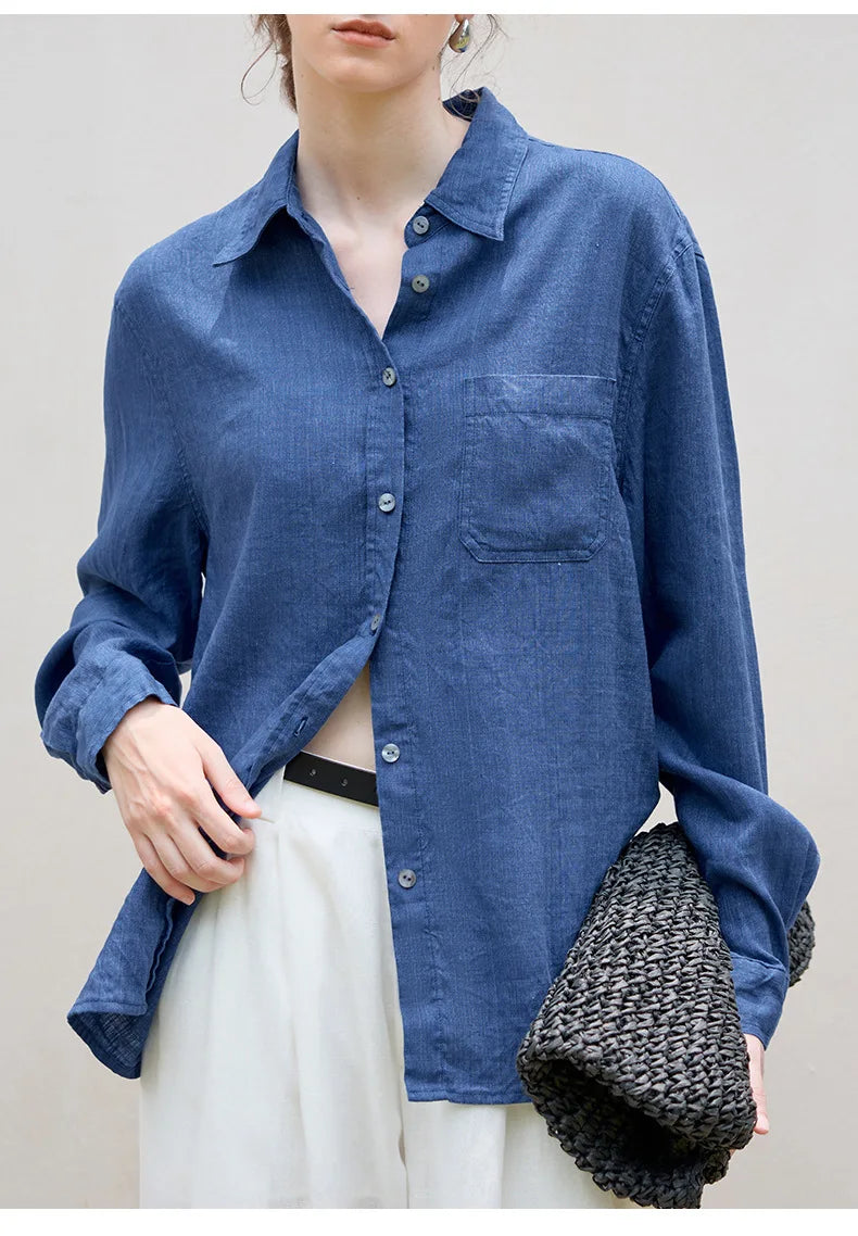 Indigo Linen Casual Shirt for Everyday Wear - Lightweight and Breathable