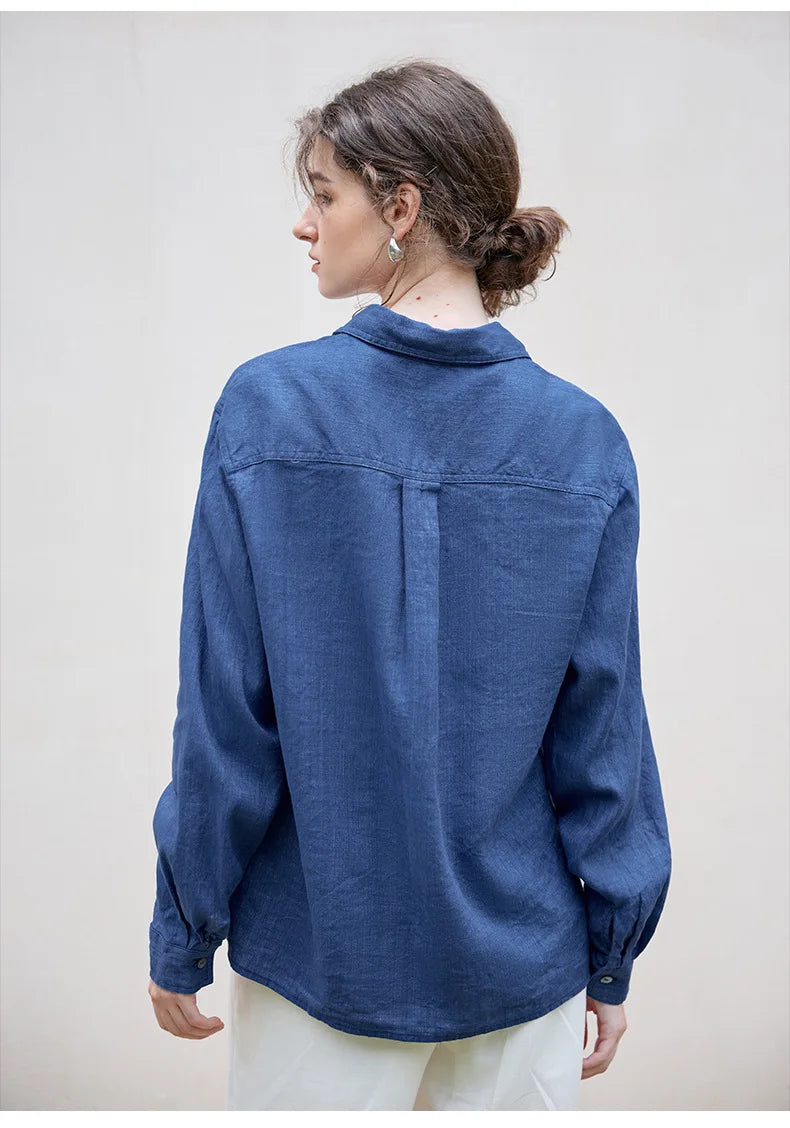 Indigo Linen Casual Shirt for Everyday Wear - Lightweight and Breathable