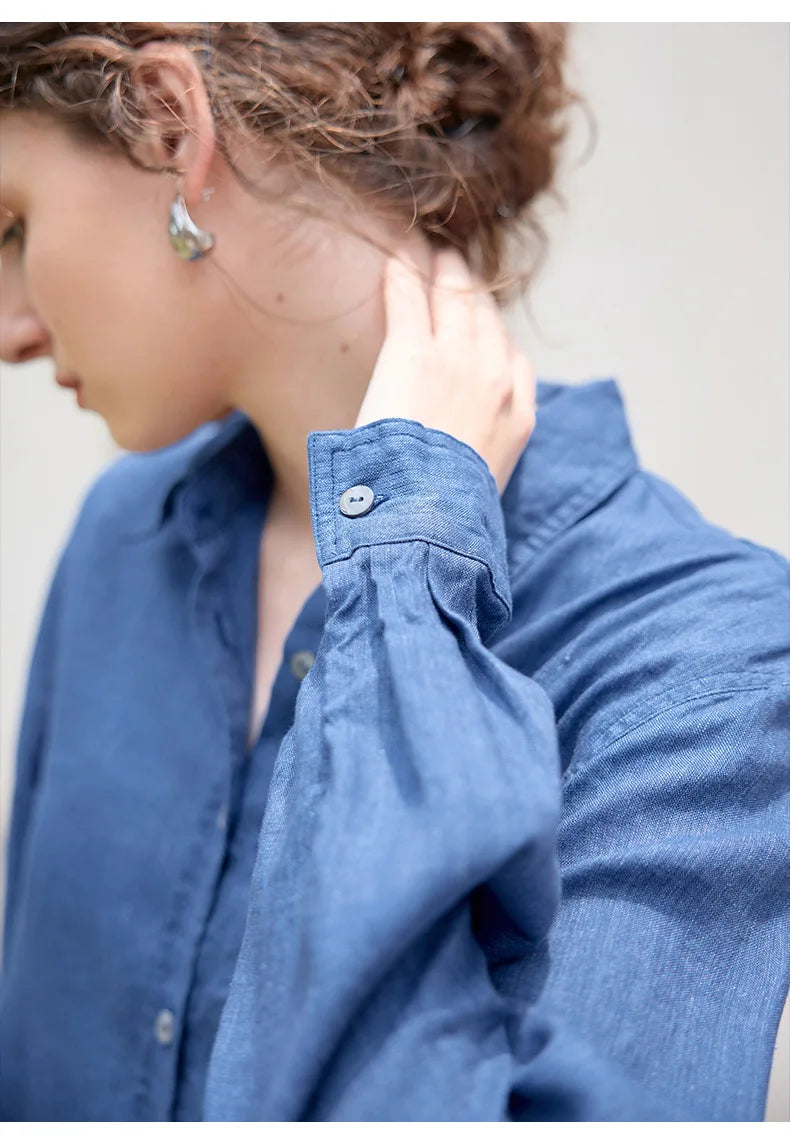 Indigo Linen Casual Shirt for Everyday Wear - Lightweight and Breathable