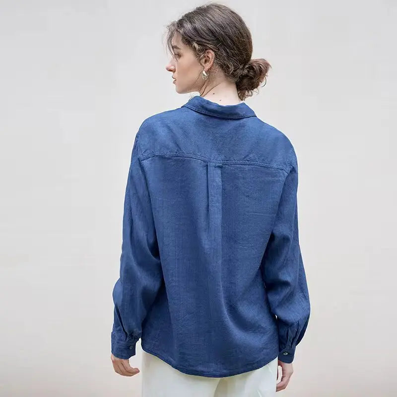 Indigo Linen Casual Shirt for Everyday Wear - Lightweight and Breathable