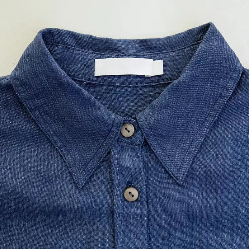 Indigo Linen Casual Shirt for Everyday Wear - Lightweight and Breathable