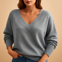 Knitted V-Neck Sweater for Women | Comfortable Fabric | Casual Everyday Wear