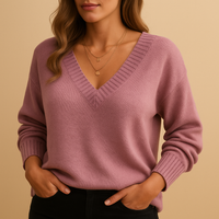 Knitted V-Neck Sweater for Women | Comfortable Fabric | Casual Everyday Wear