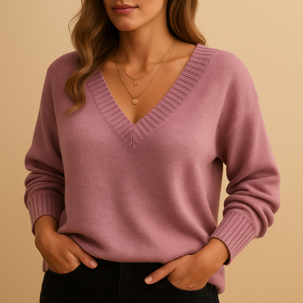 Knitted V-Neck Sweater for Women | Comfortable Fabric | Casual Everyday Wear