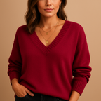 Knitted V-Neck Sweater for Women | Comfortable Fabric | Casual Everyday Wear