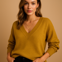 Knitted V-Neck Sweater for Women | Comfortable Fabric | Casual Everyday Wear