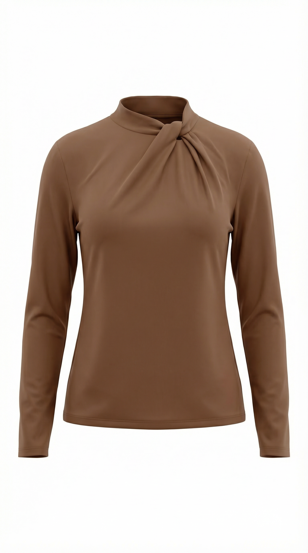 Knotted Mock Neck Blouse in Lightweight Fabric for Casual or Office Wear