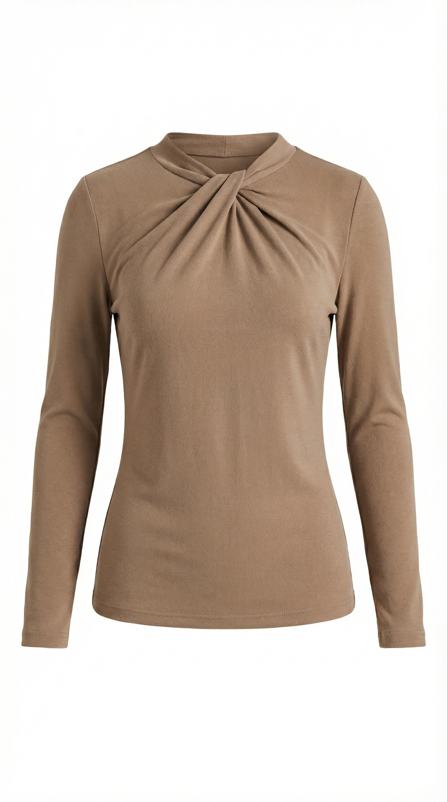 Knotted Mock Neck Blouse in Lightweight Fabric for Casual or Office Wear