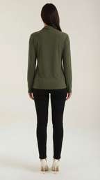 Knotted Mock Neck Blouse in Lightweight Fabric for Casual or Office Wear