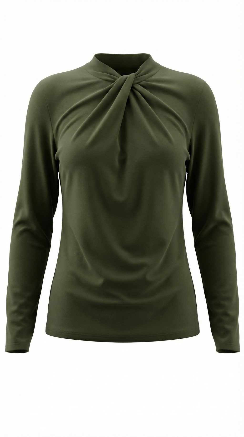 Knotted Mock Neck Blouse in Lightweight Fabric for Casual or Office Wear