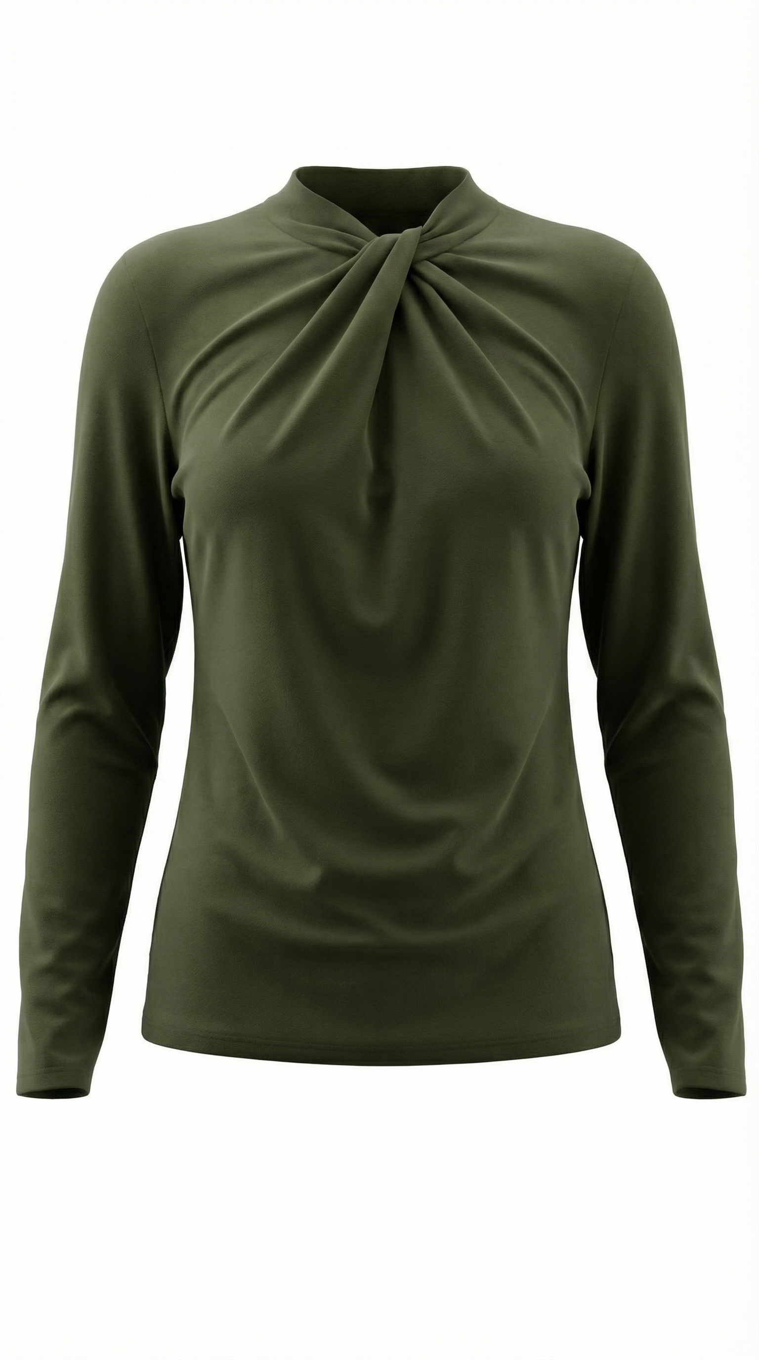 Knotted Mock Neck Blouse in Lightweight Fabric for Casual or Office Wear