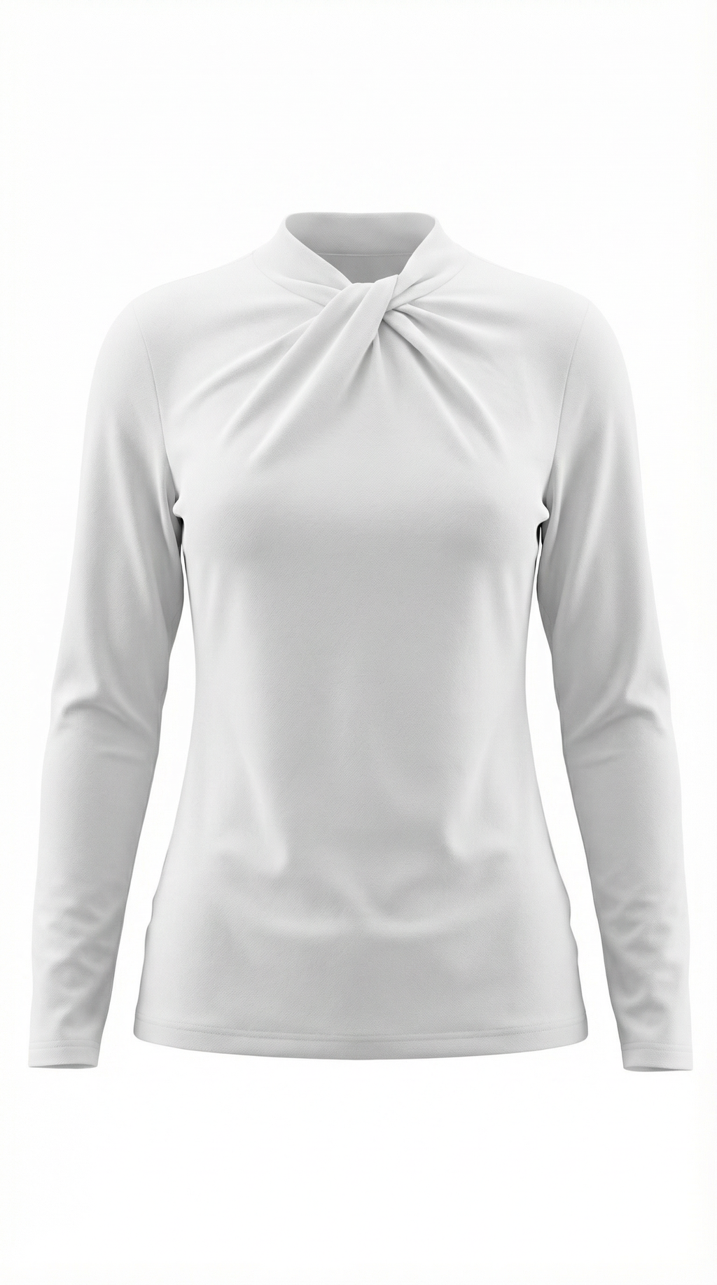 Knotted Mock Neck Blouse in Lightweight Fabric for Casual or Office Wear